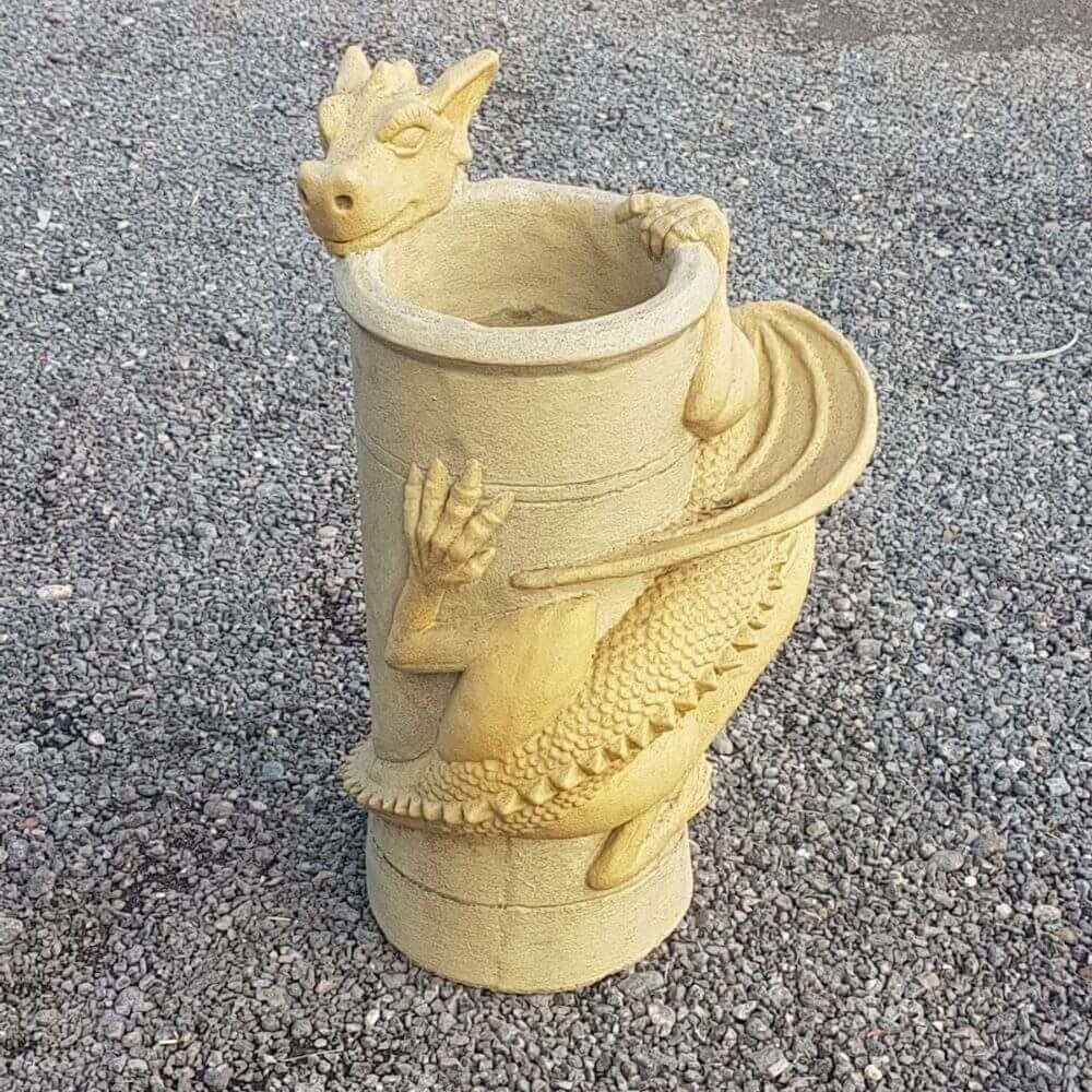 bathstone two colour dragon chimney pot