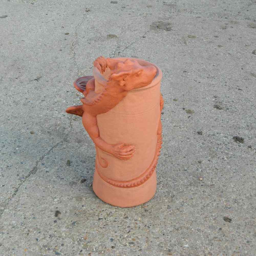 two tone terracotta chimney pot dragon